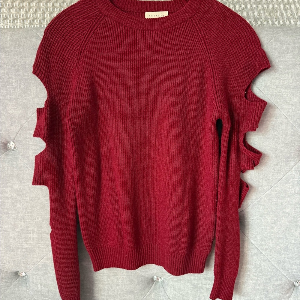 Promesa Burgundy Cut-Out Sweater